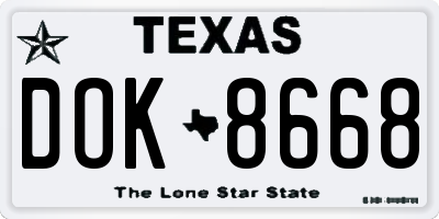 TX license plate DOK8668
