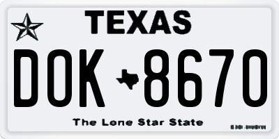 TX license plate DOK8670