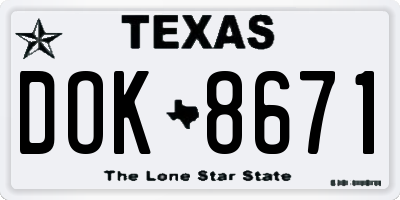 TX license plate DOK8671