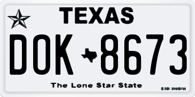 TX license plate DOK8673
