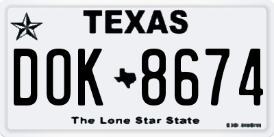 TX license plate DOK8674