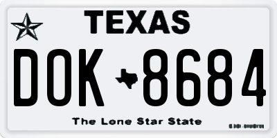 TX license plate DOK8684