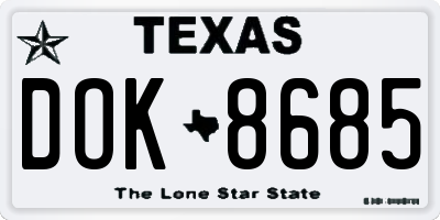 TX license plate DOK8685
