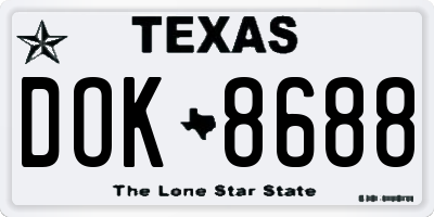 TX license plate DOK8688