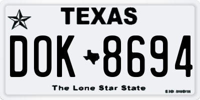 TX license plate DOK8694