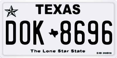 TX license plate DOK8696