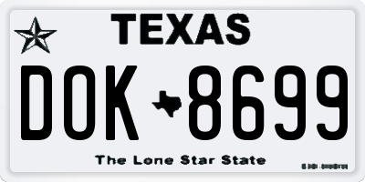 TX license plate DOK8699