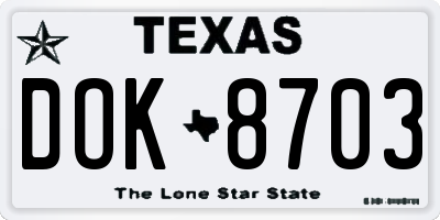 TX license plate DOK8703