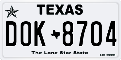 TX license plate DOK8704