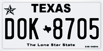 TX license plate DOK8705
