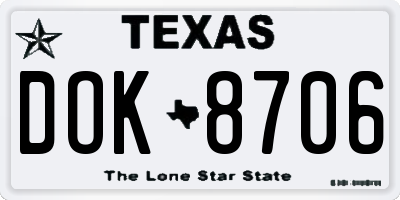 TX license plate DOK8706
