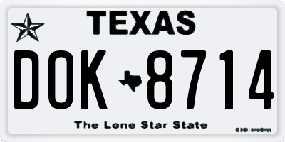 TX license plate DOK8714