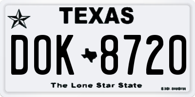 TX license plate DOK8720