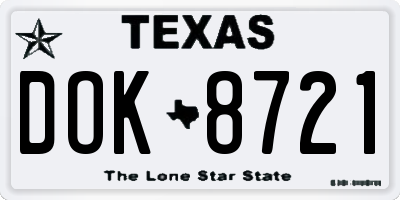 TX license plate DOK8721