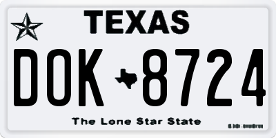 TX license plate DOK8724