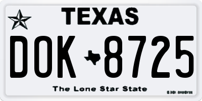 TX license plate DOK8725