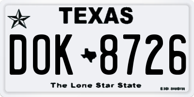 TX license plate DOK8726