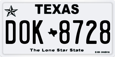 TX license plate DOK8728