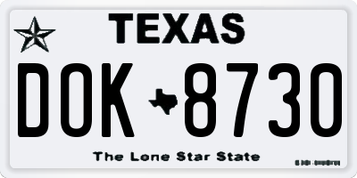 TX license plate DOK8730