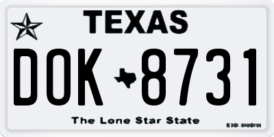 TX license plate DOK8731