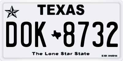 TX license plate DOK8732