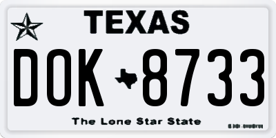 TX license plate DOK8733