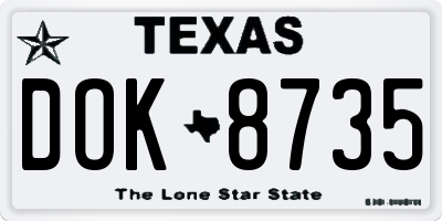 TX license plate DOK8735