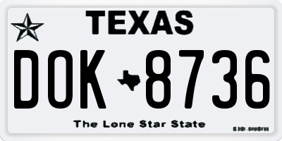TX license plate DOK8736