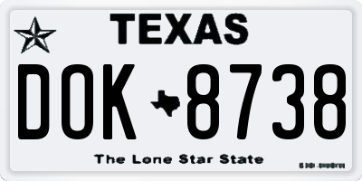 TX license plate DOK8738