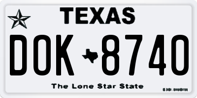 TX license plate DOK8740