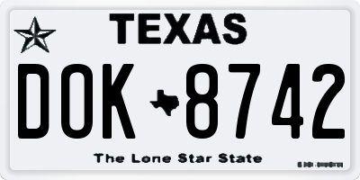 TX license plate DOK8742