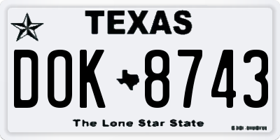TX license plate DOK8743