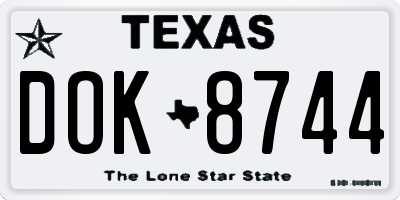 TX license plate DOK8744