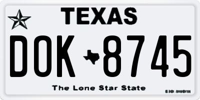TX license plate DOK8745