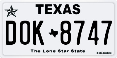 TX license plate DOK8747
