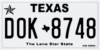 TX license plate DOK8748