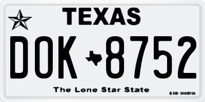 TX license plate DOK8752