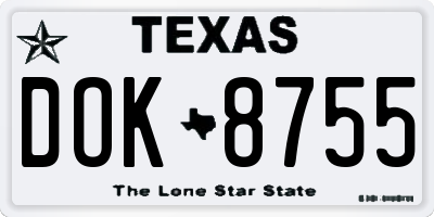 TX license plate DOK8755