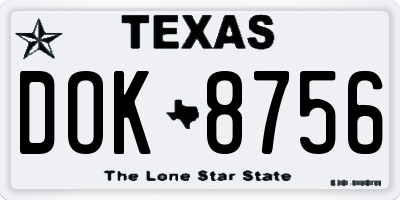 TX license plate DOK8756