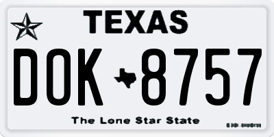 TX license plate DOK8757