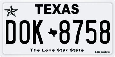 TX license plate DOK8758