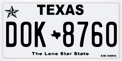TX license plate DOK8760