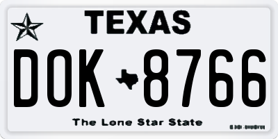 TX license plate DOK8766