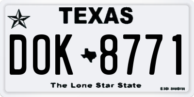 TX license plate DOK8771