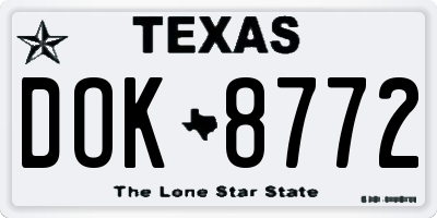 TX license plate DOK8772