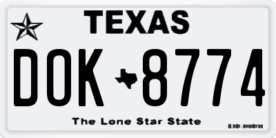 TX license plate DOK8774