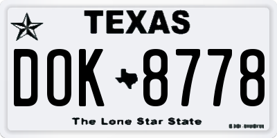 TX license plate DOK8778