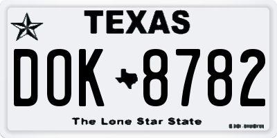 TX license plate DOK8782