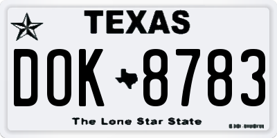 TX license plate DOK8783