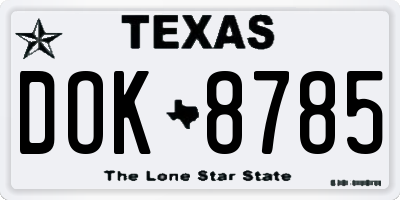 TX license plate DOK8785